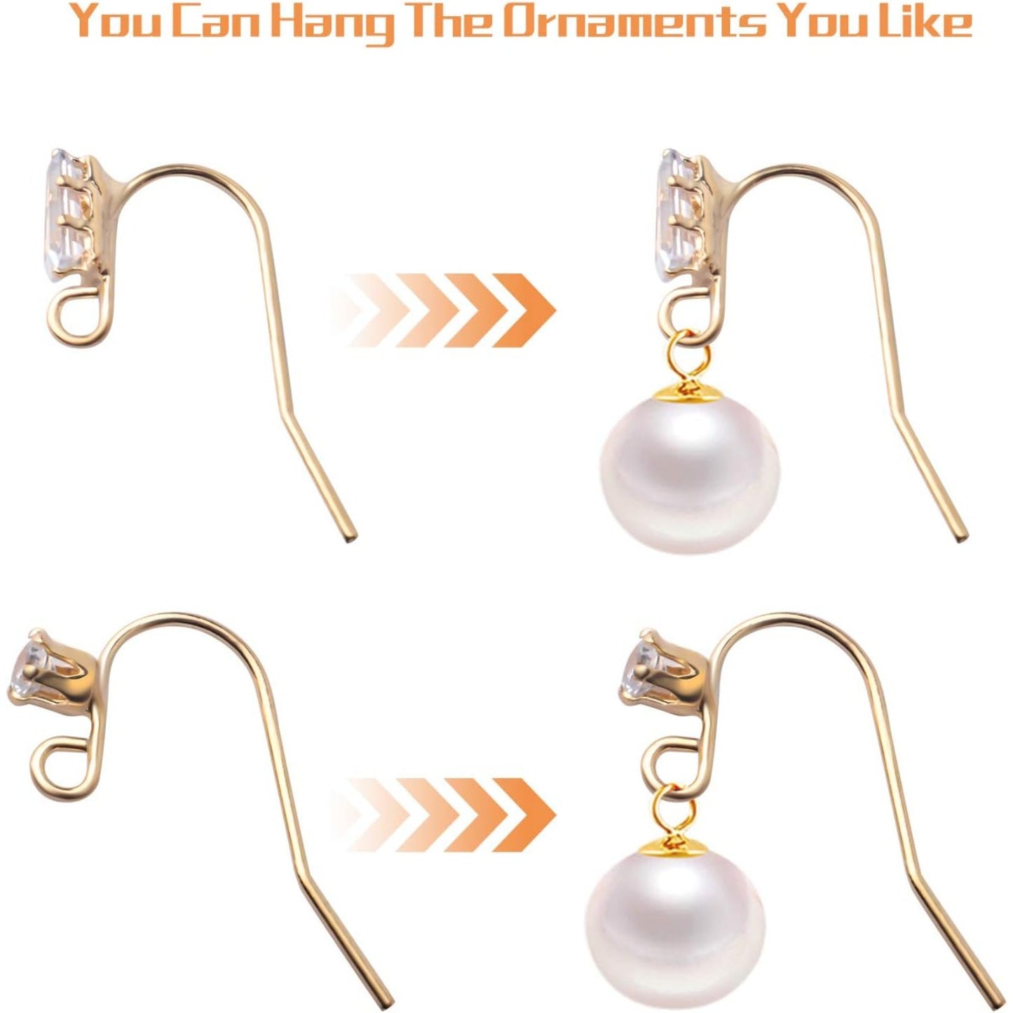 16pcs French Earring Hooks Ear Wire Hooks Hypo-allergenic Earring with Rhinestone Jewelry Earring Hook and A Box for Jewelry Making and DIY Earring Making