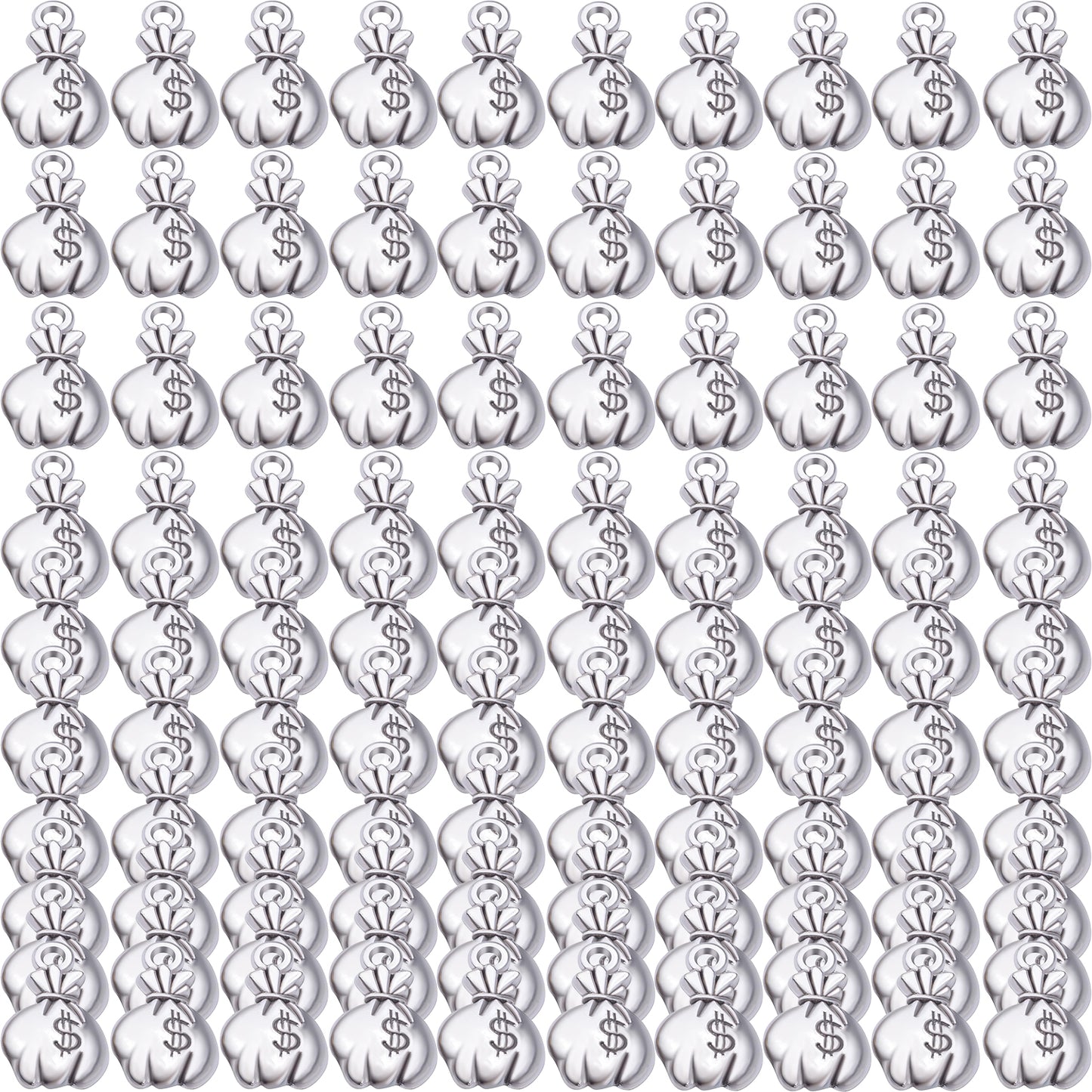 100pcs Mini US Dollar Sign Money Bag Charms Pendants Tibetan Alloy Dollar Money Charms Jewelry Making Accessories for DIY Earrings Bracelets Necklace, 2 Colors