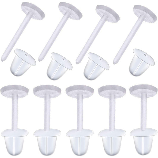 500 Pairs Plastic Earring Posts and Backs, 5mm Clear Earrings Pins Rubber Earring Safety Backs Earnuts