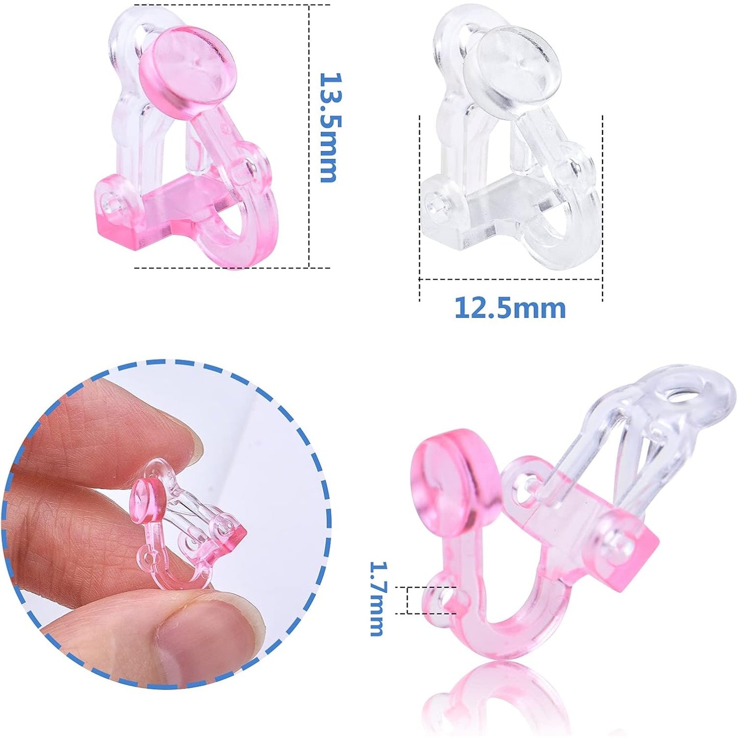 20pcs Triangle Shape Clip-on Earring Converters Plastic Non Pierced Ears Stud Earrings Components with Loop for DIY Earrings Design Jewelry Making, 2 Colors, 13.5 mm x 12.5 mm
