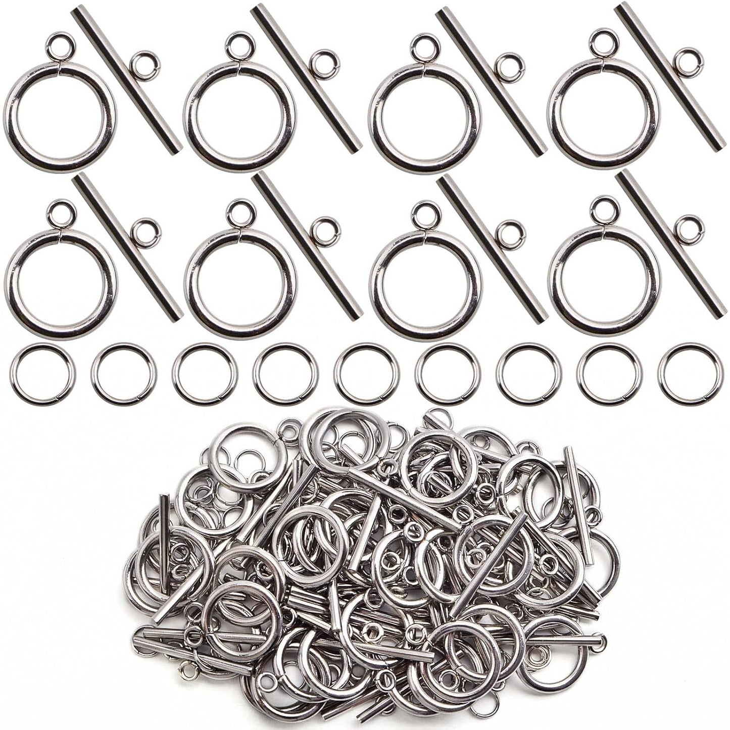 20 Sets Butterfly Bracelet Toggle Clasps T-Bar End Tibetan Closure Filled Fastener Hook Toggle Connectors for DIY Necklace Jewelry Craft Making, 2 Colors