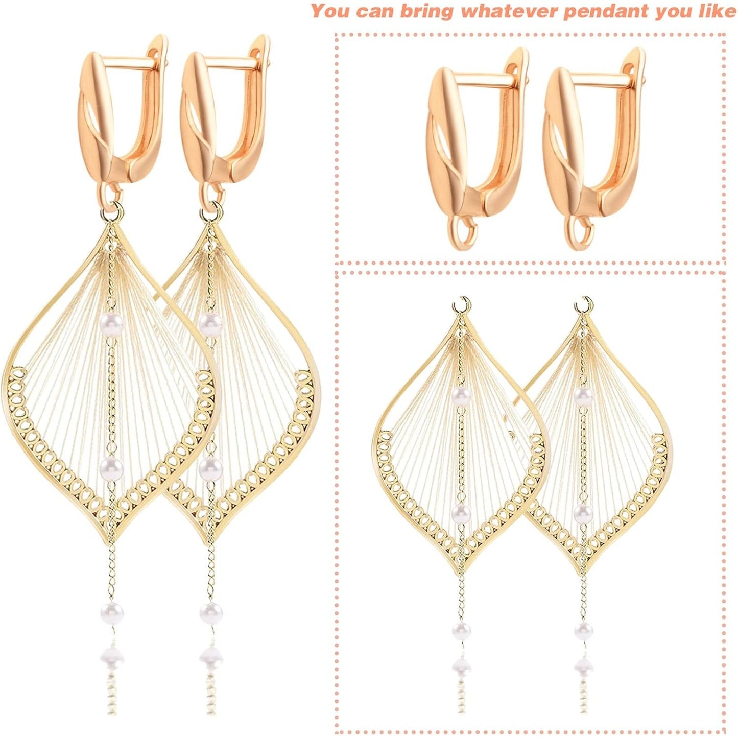 16pcs 8 Colors Rectangle French Earring Hooks Hypoallergenic Brass Leverback Earring Hooks Ear Wire with Open Loop for DIY Earrings Design Jewelry Making Accessories