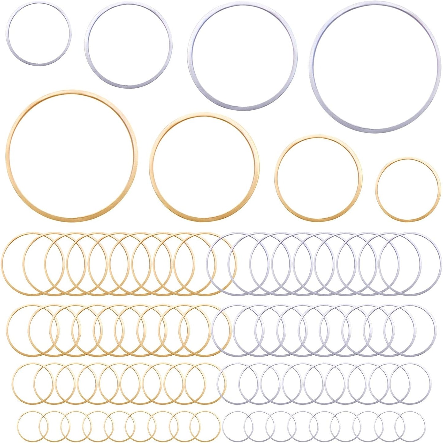 80pcs 15mm/20mm/25mm/30mm Earrings Beading Hoop Earring Findings Brass Round Circle Charms Open Bezel Pendant Frame for DIY Jewelry Earrings Making Supplies, 2 Colors