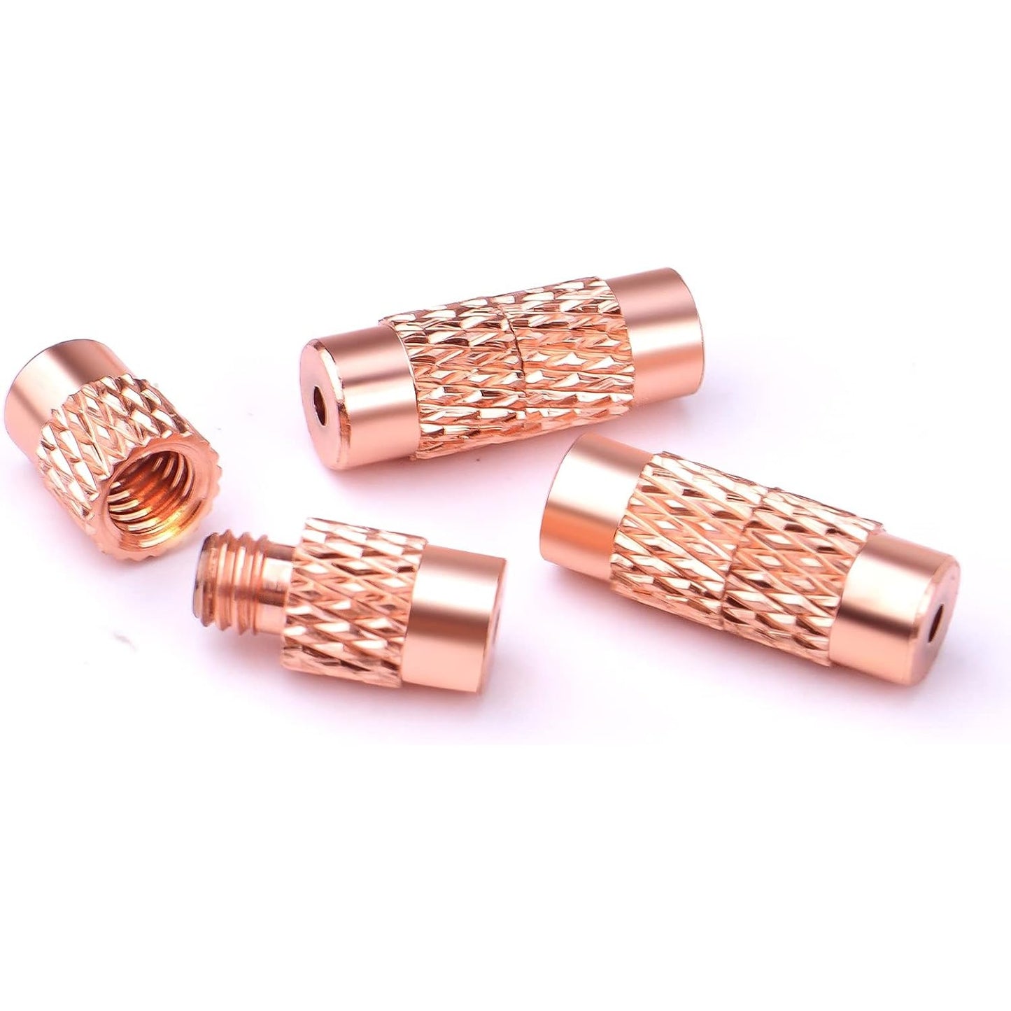 50pcs Brass Screw Twist Clasps Tube Fastener Cord End Caps for DIY Bracelet Necklace Craft Keychains Jewelry Making Handmade Decoration, Rose Golden, 11.3 mm x 4.2 mm