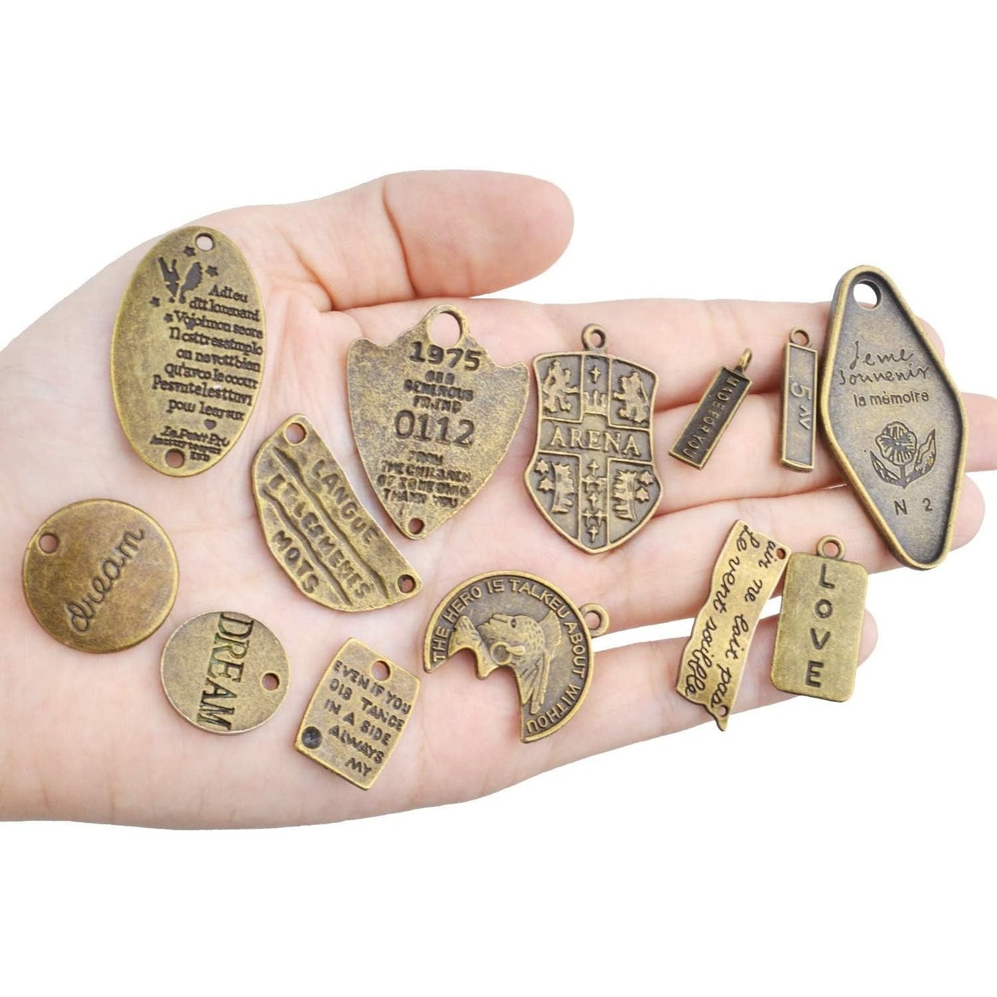 Inspirational Word Charms, 100g (40-50pcs) lettering Message Charms Pendants Craft Supplies Jewelry Findings for DIY Necklace Bracelet