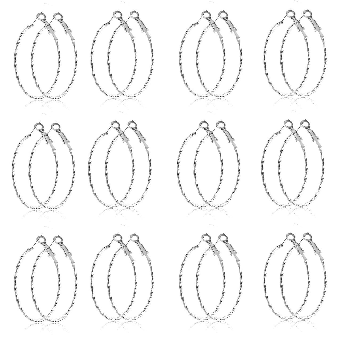 12 Pairs 6 Sizes Earrings Beading Hoop Hypoallergenic Round Circle Open Beading Hoop Earrings for DIY Crafts Jewelry Making Wedding Party Favor Gifts(Golden, Silver)