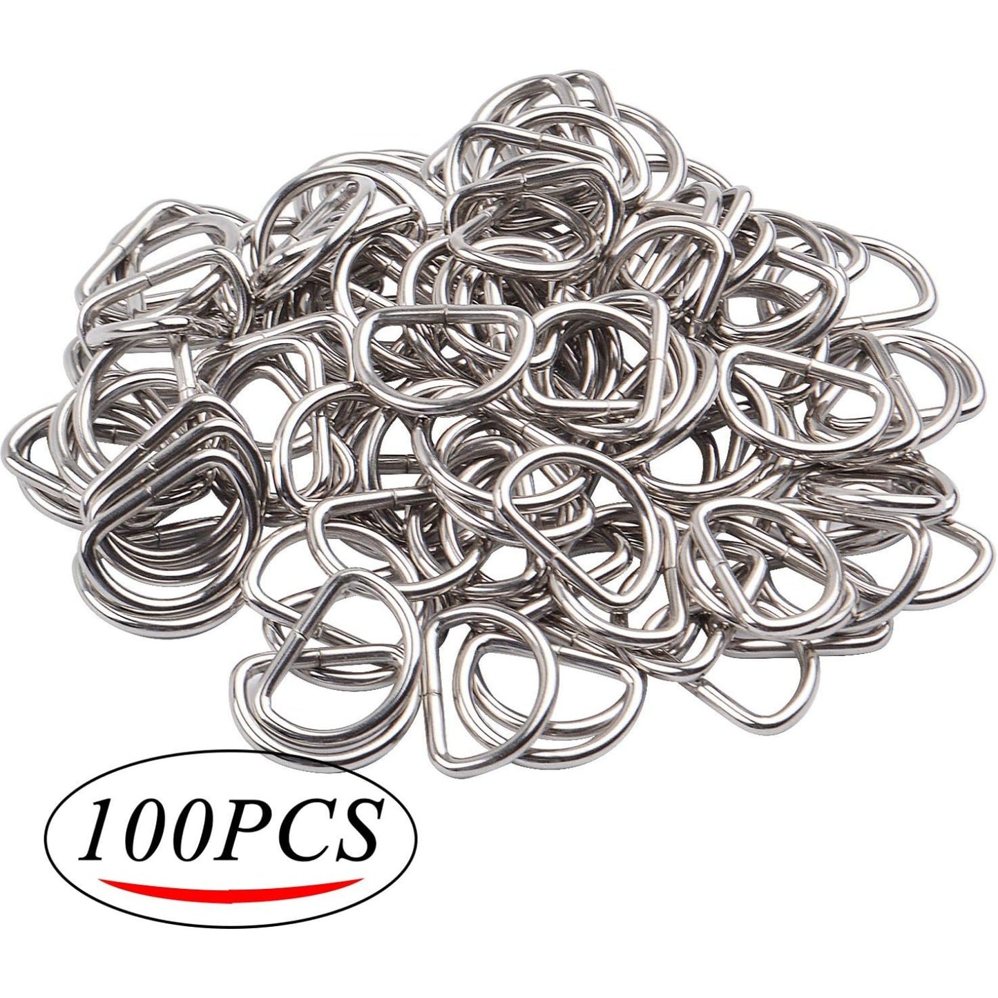 100pcs 3/5 inch Metal D Ring Buckles D-Ring Loop for Handbag Purse Clothes DIY Accessories