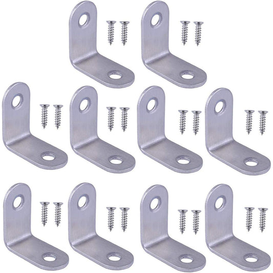 10pcs 90 Degree Right Angle Brackets Fastener Stainless Steel Corner Braces with Screws (30x30mm)