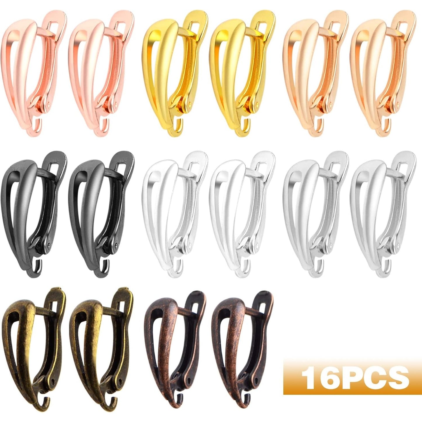 16pcs Leverback Earring Hooks Brass French Earring Hooks Ear Wire with Open Loop Round Dangle Earrings Connectors for Women DIY Jewelry Making Birthday Party Favor Gifts, 8 Colors