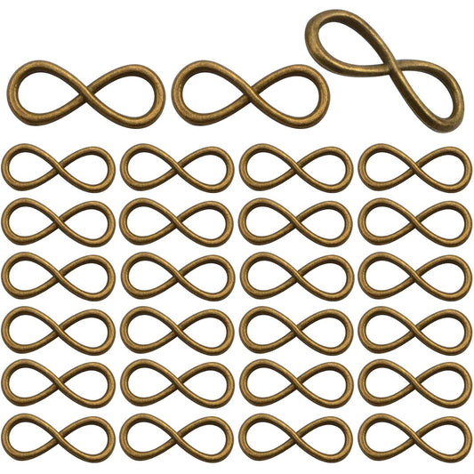 50pcs Antique Bronze Infinity Charms Connectors Vintage Alloy Infinity Symbol Pendants Links Accessories for DIY Necklace Bracelet Jewelry Making Crafts Decoration