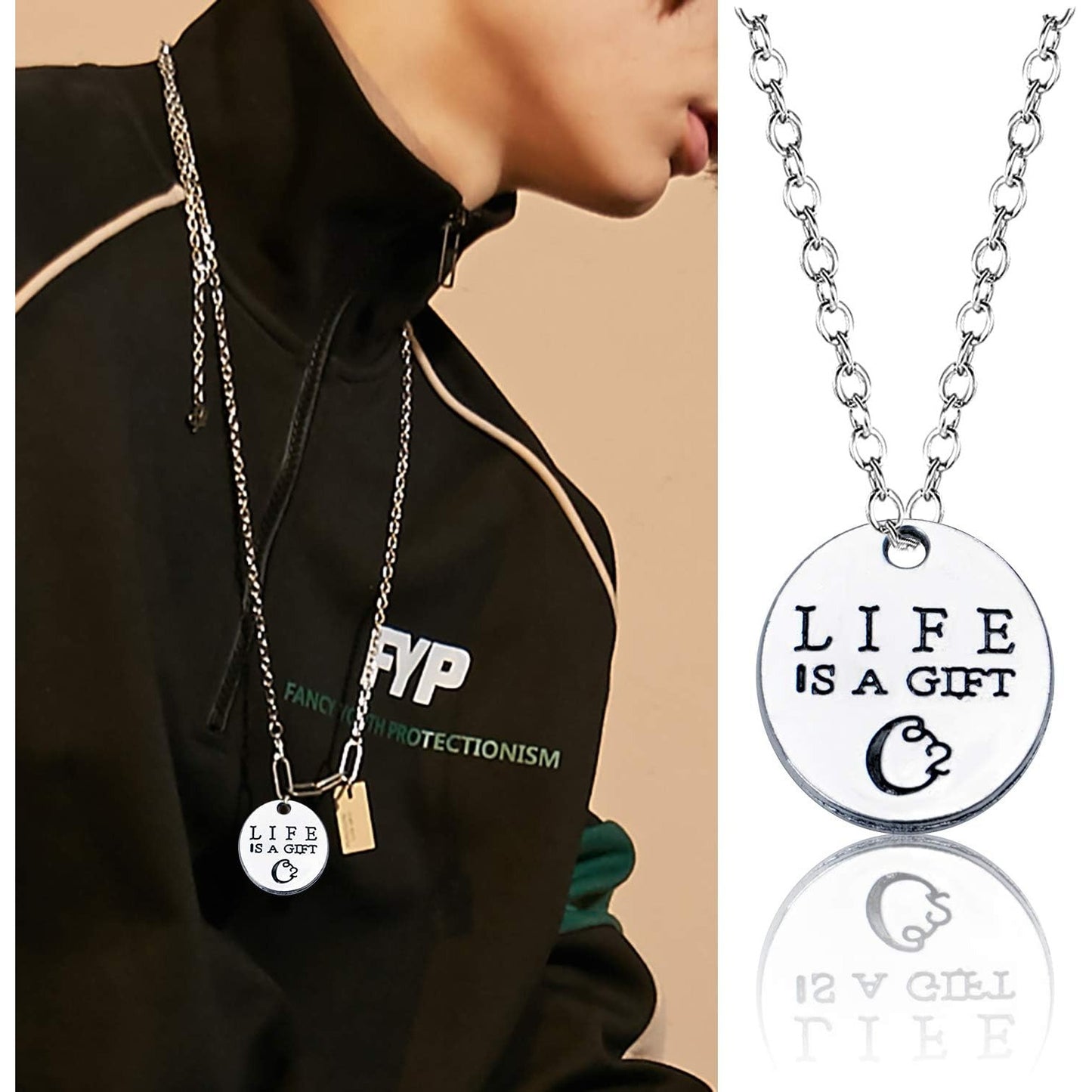 Inspirational Words Charms, 30pcs Lettering Saying Pendants (LIFE IS A GIFT) Tree of Life Charms Beads Jewelry Findings for DIY Necklace Bracelet - Double-Sided Design
