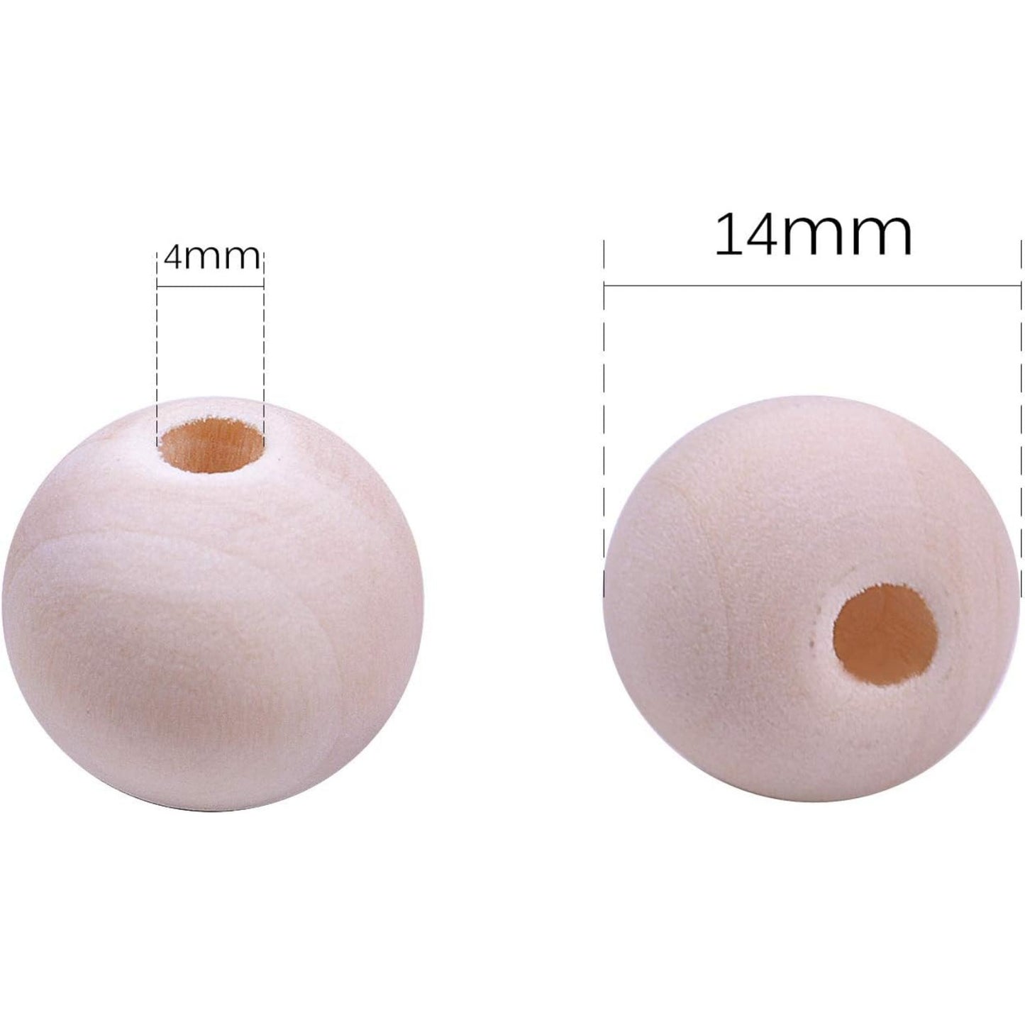 100pcs 14mm Natural Color Round Ball Wood Spacer Beads Jewelry Findings Charms