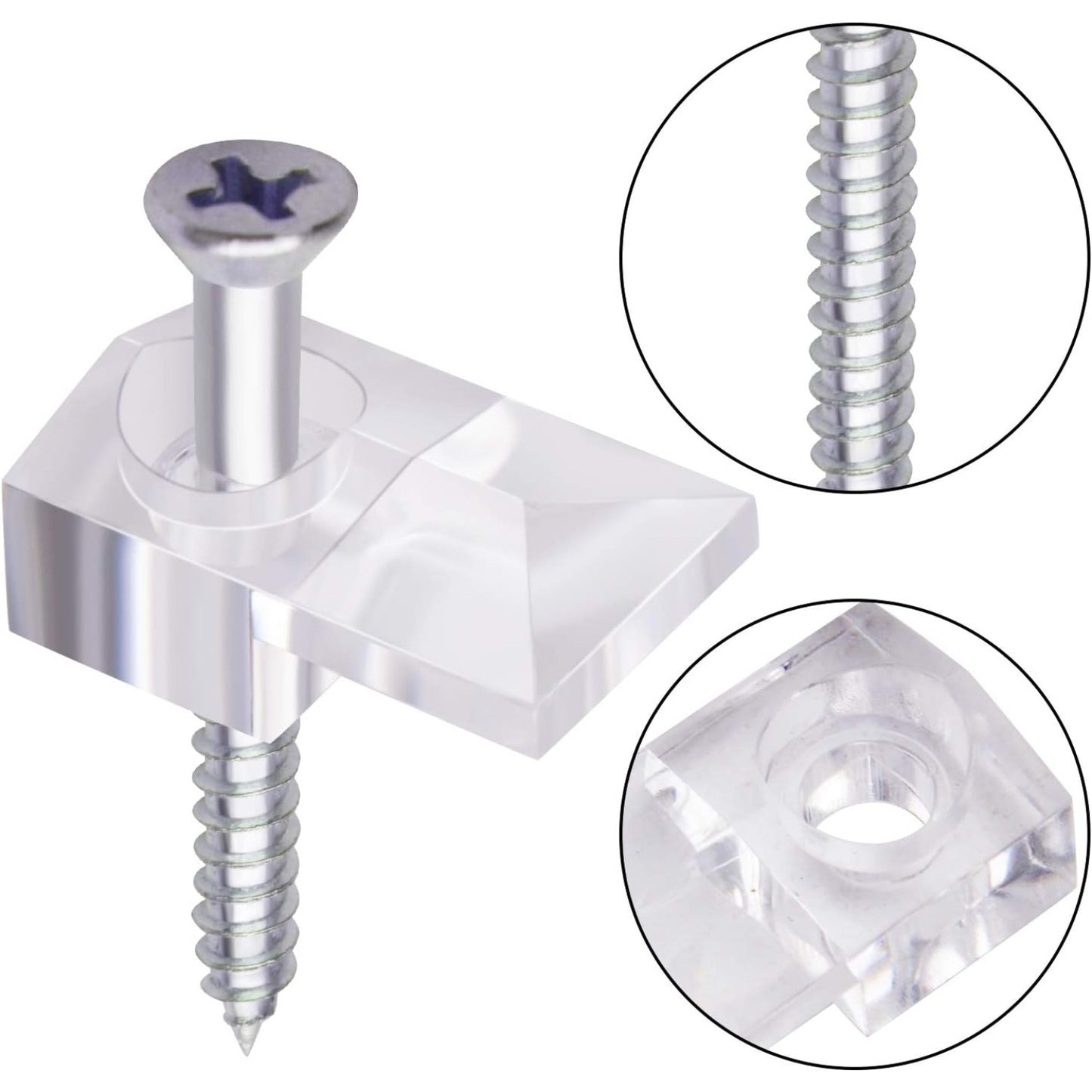 Mirror Panel Clips,20 Pack Plastic Mirror Holder Clips Transparent Mirror Retainer Clips Wall Mount Bracket Tool Kit with Screw and Anchor for Fixing Mirror Cabinet Door