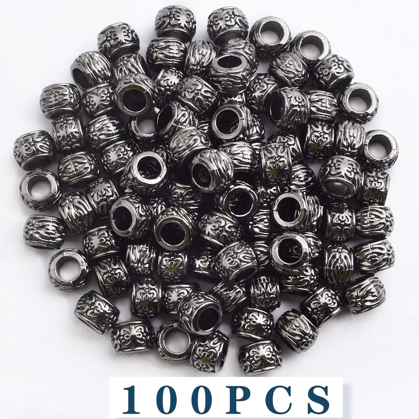 100 Pieces Gun Black Rondelle Spacer Beads - European Large Hole Tube Column Loose Charm Beads - Accessories for DIY Bracelet Necklace Earrings Jewelry Making