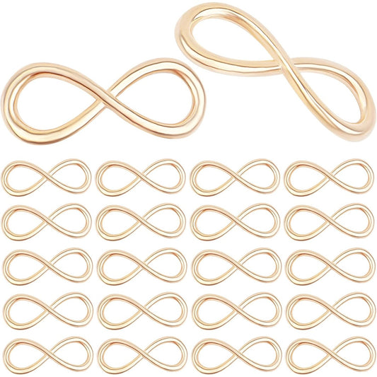 50pcs Infinity Charm Alloy Infinity Symbol Connectors Jewelry Pendants Accessories for DIY Necklace Bracelet Crafts Decoration, Golden