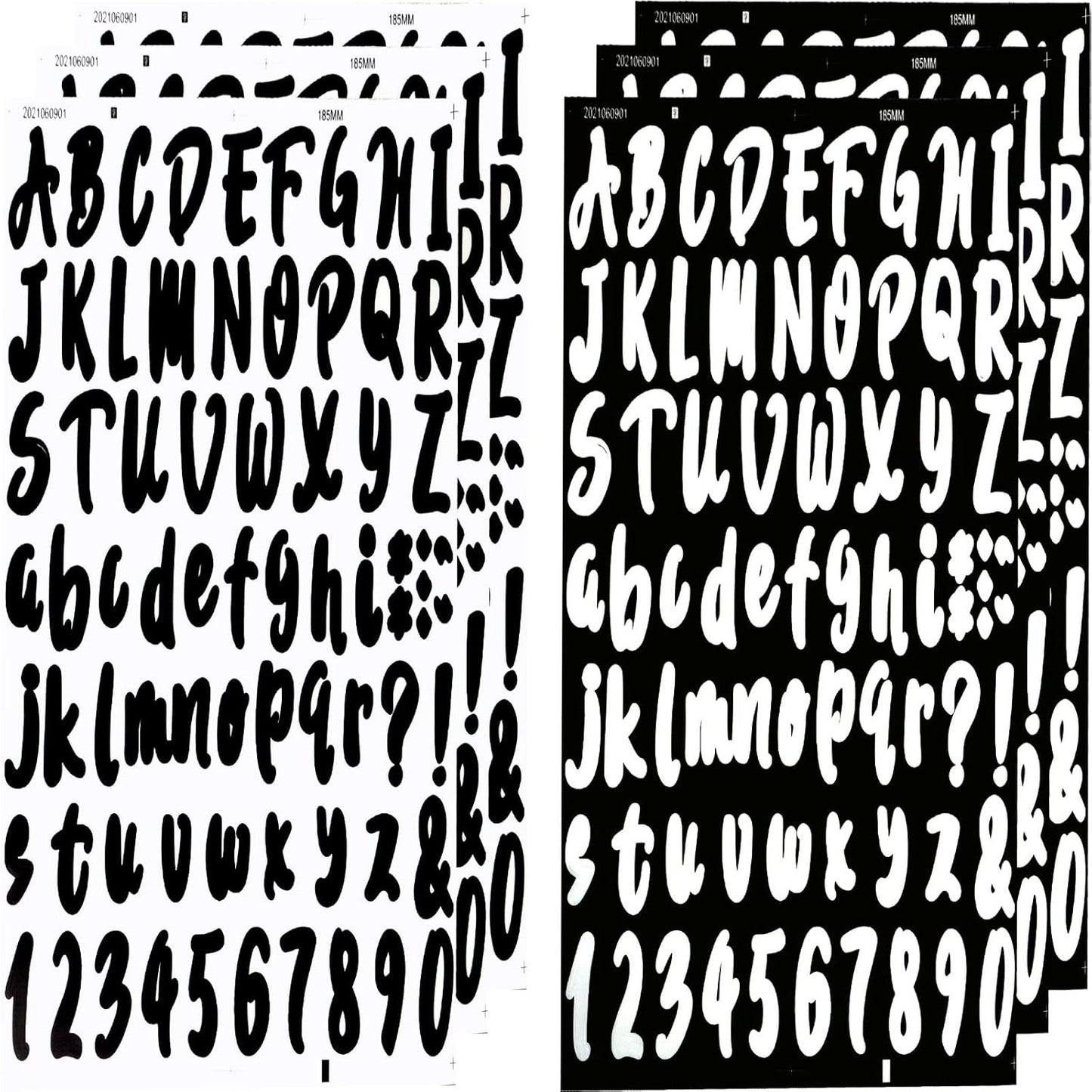 6 Sheets Self-Adhesive Vinyl Letters Numbers Kit, Alphabet letter Stickers Mailbox Numbers Sticker Decals for Sign, Notebook, Door, Containers, Business, Address Number, Jar Labels (White, Black)