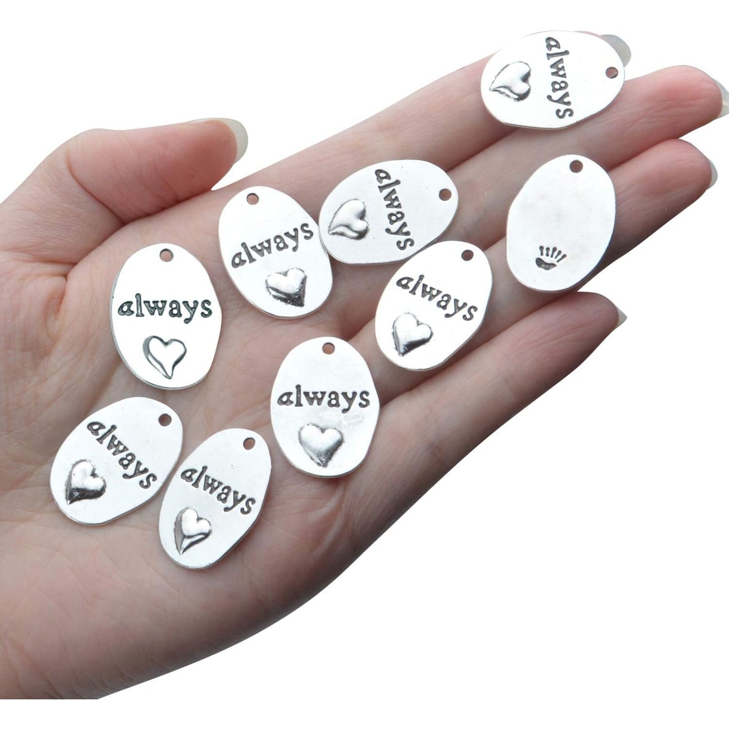 Inspirational Words Charms, 30pcs Lettering Saying Pendants (always) Charms Beads Jewelry Findings for DIY Necklace Bracelet