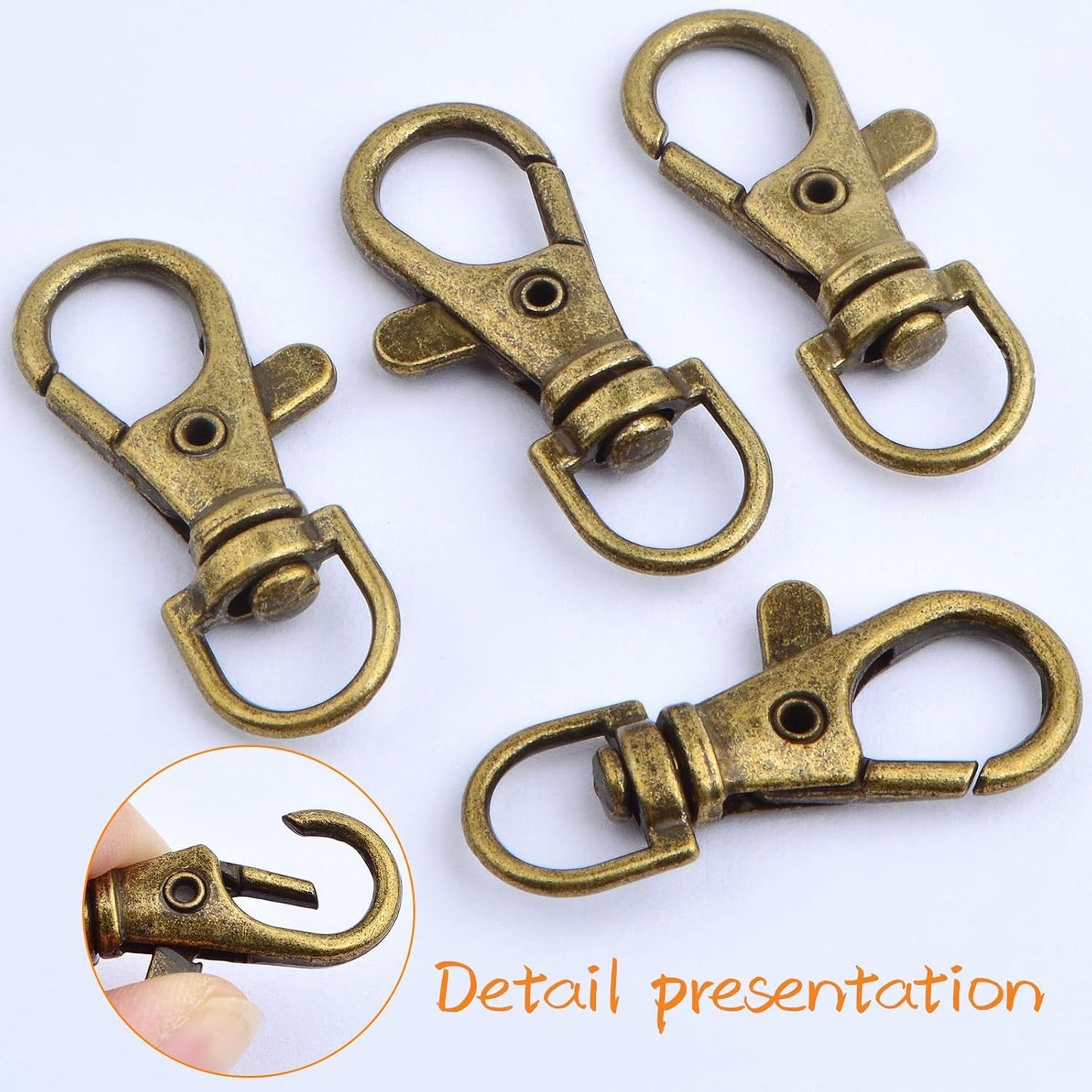 50pcs Swivel Clasp Hooks Metal Alloy Lanyard Snap Hook Lobster Claw Clasps Handmade Trigger Clips Accessories for Keychain Rings Handbag Purse Tag DIY Jewelry Making, Antique Bronze