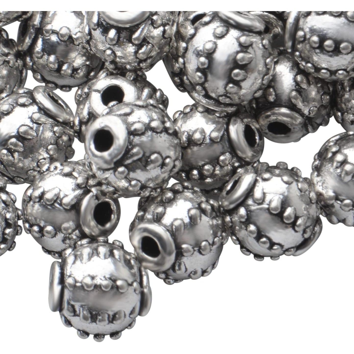 Round Spacer Beads, 100pcs Antique Silver Alloy Tibetan Spacers Loose Beads Charm Beads for Necklace Bracelet DIY Jewelry Making
