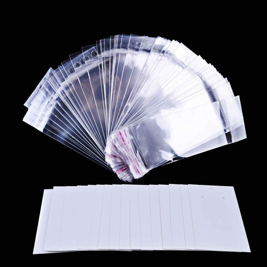 100 Set White Kraft Paper Earring Display Card Earring Stud Cards Tags with 100pcs Self-Seal Bags for DIY Ear Studs and Earrings