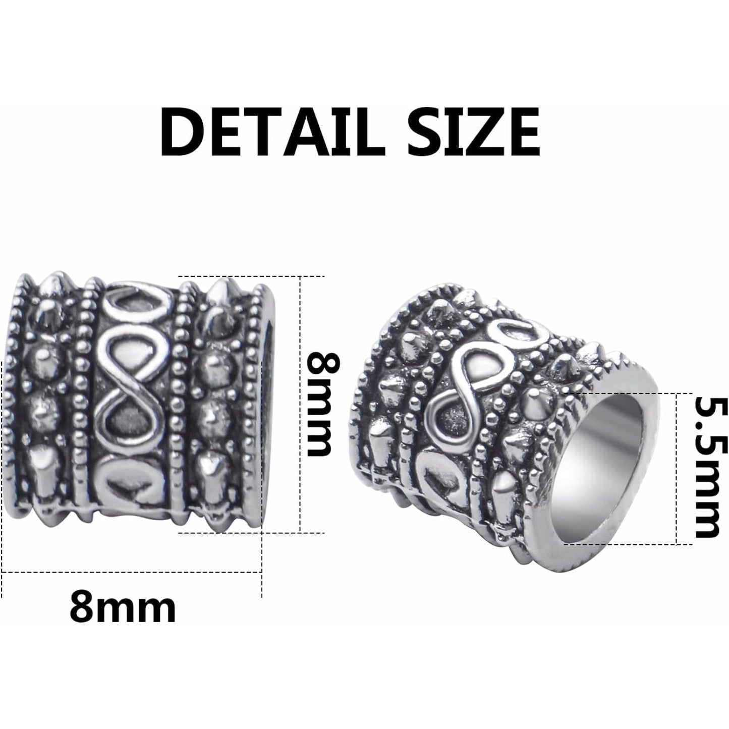 60pcs Antique Silver Rondelle Spacer Beads, Tibetan Alloy, 8mm Diameter x 8mm Thickness x 5.5mm Hole, Loose Beads for Jewelry DIY Bracelet Necklace Making and Crafting
