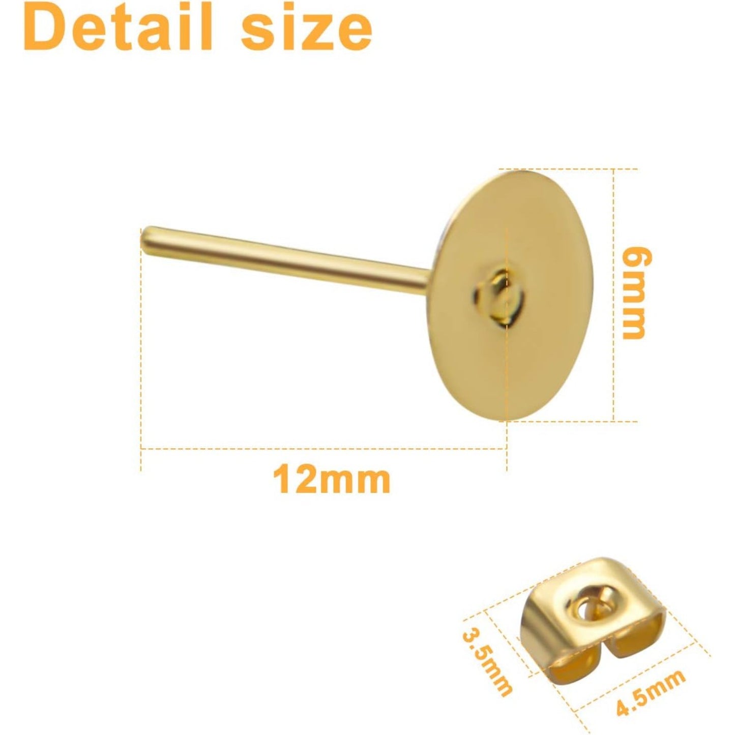 Hypoallergenic Earring Findings,400pcs Stainless Steel Earrings Posts Flat Pad with 400pcs Butterfly Earring Backs for Earring Making,4 Colors