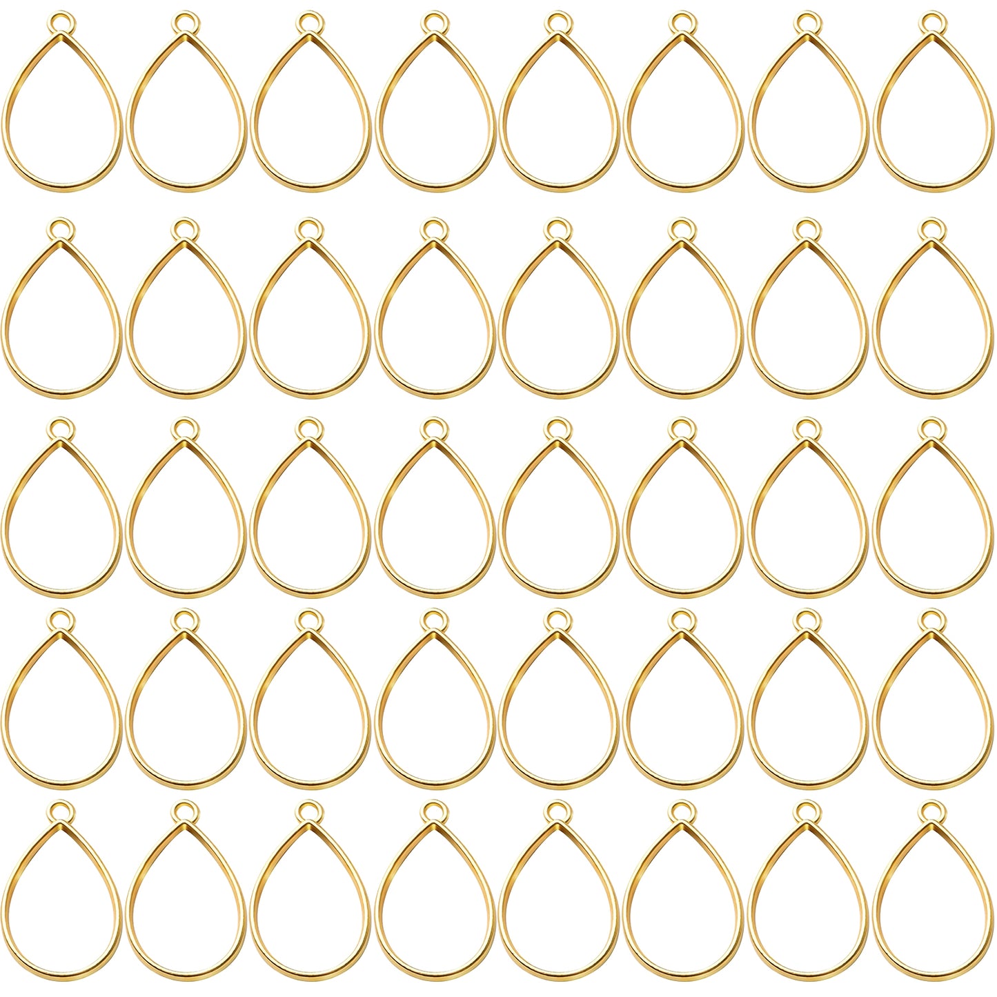 Pendant Frames, 40pcs Open Back Teardrop Hollow Pendant Bezels for Resin Jewelry Making Pressed Flower Crafting