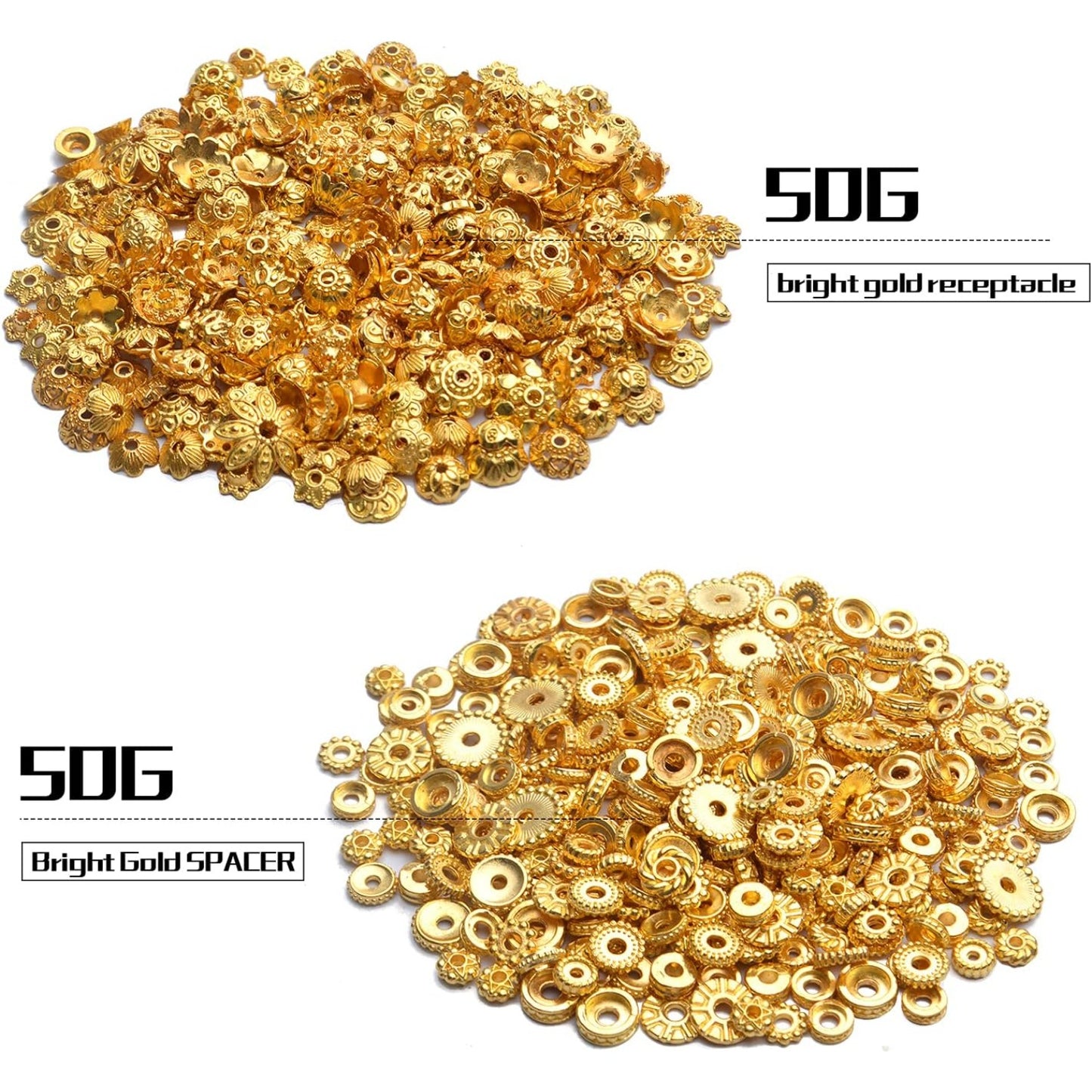 100g Mixed Metal Flower Caps Ends Tibetan Silver Spacer Loose Beads for Jewelry Making