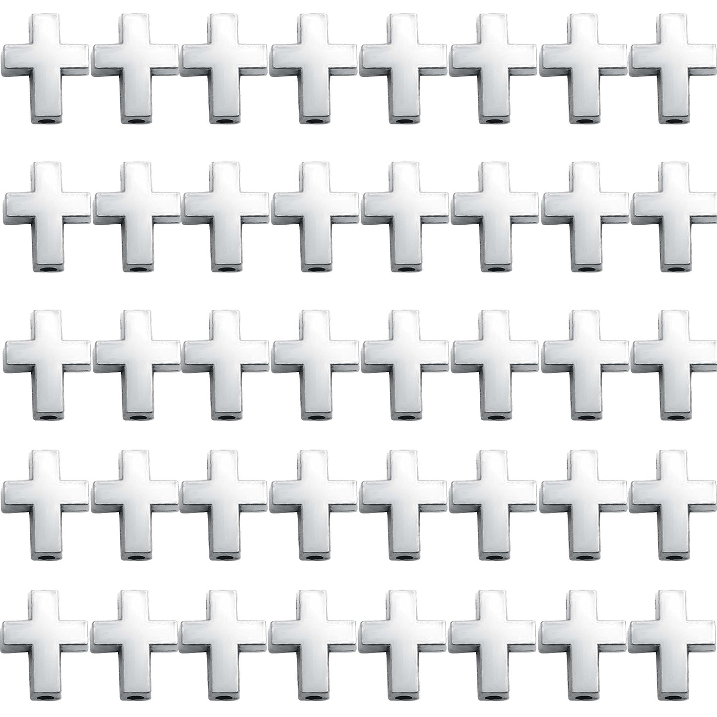 40pcs Mini Cross Shape Spacer Bead Antique Alloy Cross Crucifix Beads European Large Hole Loose Bead with A Box for DIY Jewelry Bracelet Jewelry Making Supplies, 2 Colors
