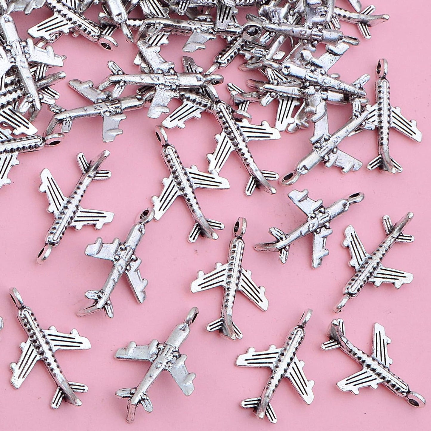 100 Pieces Antique Silver Aircraft Plane Pendant Charms Alloy Airplane Dangle Charms Craft Supplies for DIY Necklace Bracelet Jewelry Making Findings