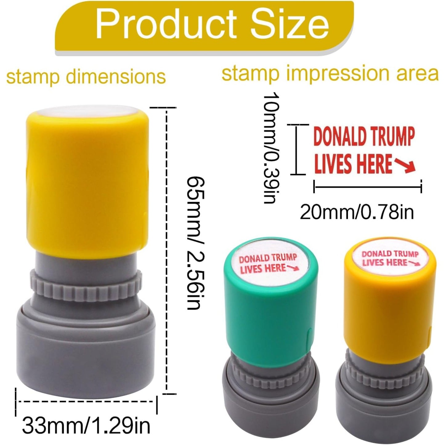 2 Sets of Donald Trump Lives Here Stamps Fun Novelty Self Inking Stamp Red Ink Trump Merchandise Gift for Money Business Party Office Supplies, 2 Colors