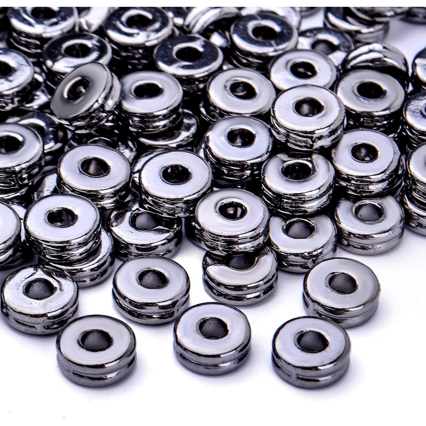 Metal Spacer Beads,200pcs Flat Round Disc Rondelle Spacer Beads Metal Rondelle Beads Spacers for Jewelry Making(6mm) - Silver and Golden
