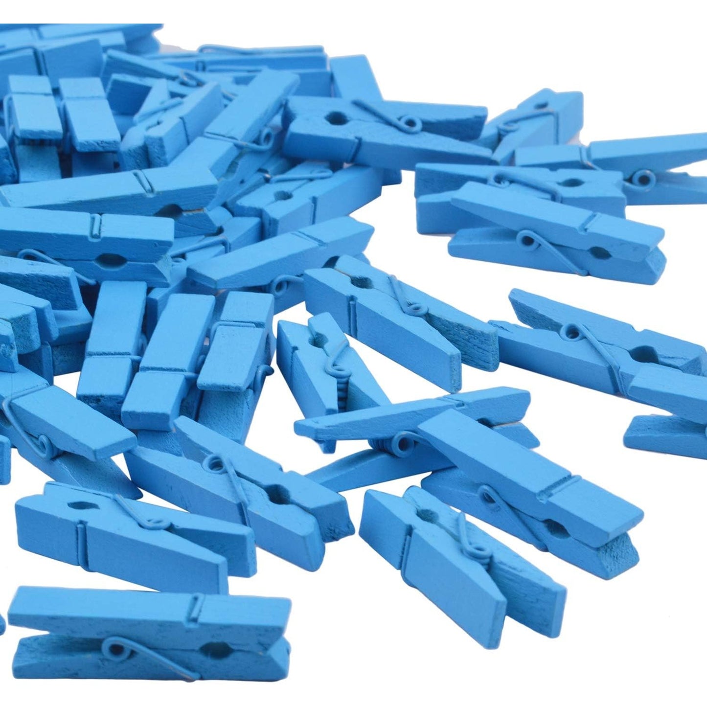 100pcs Mini Blue Wooden Utility Paper Clips, Clothespins, Photo Clips