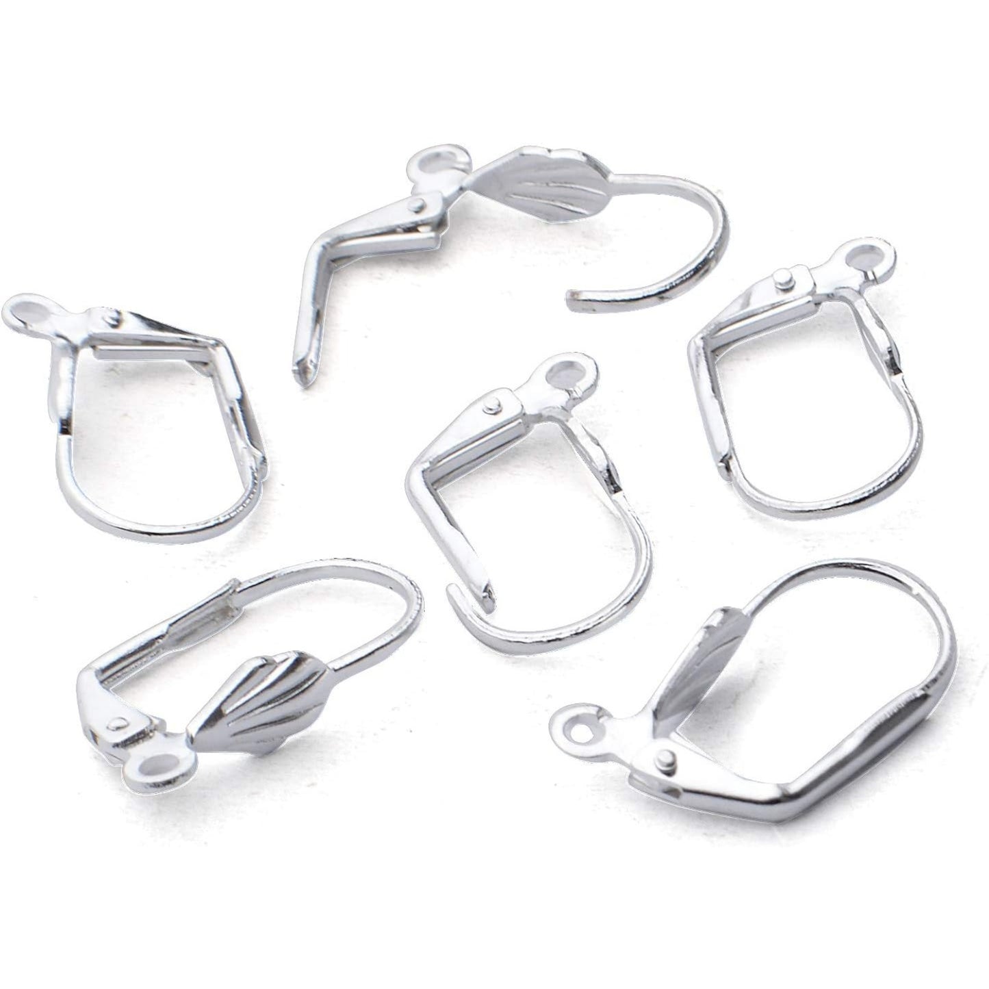 Hypoallergenic Earring Hooks, 100pcs Brass Leverback Shell Earrings French Hook Ear Wire with Open Loop for Jewelry Making, 2 Colors