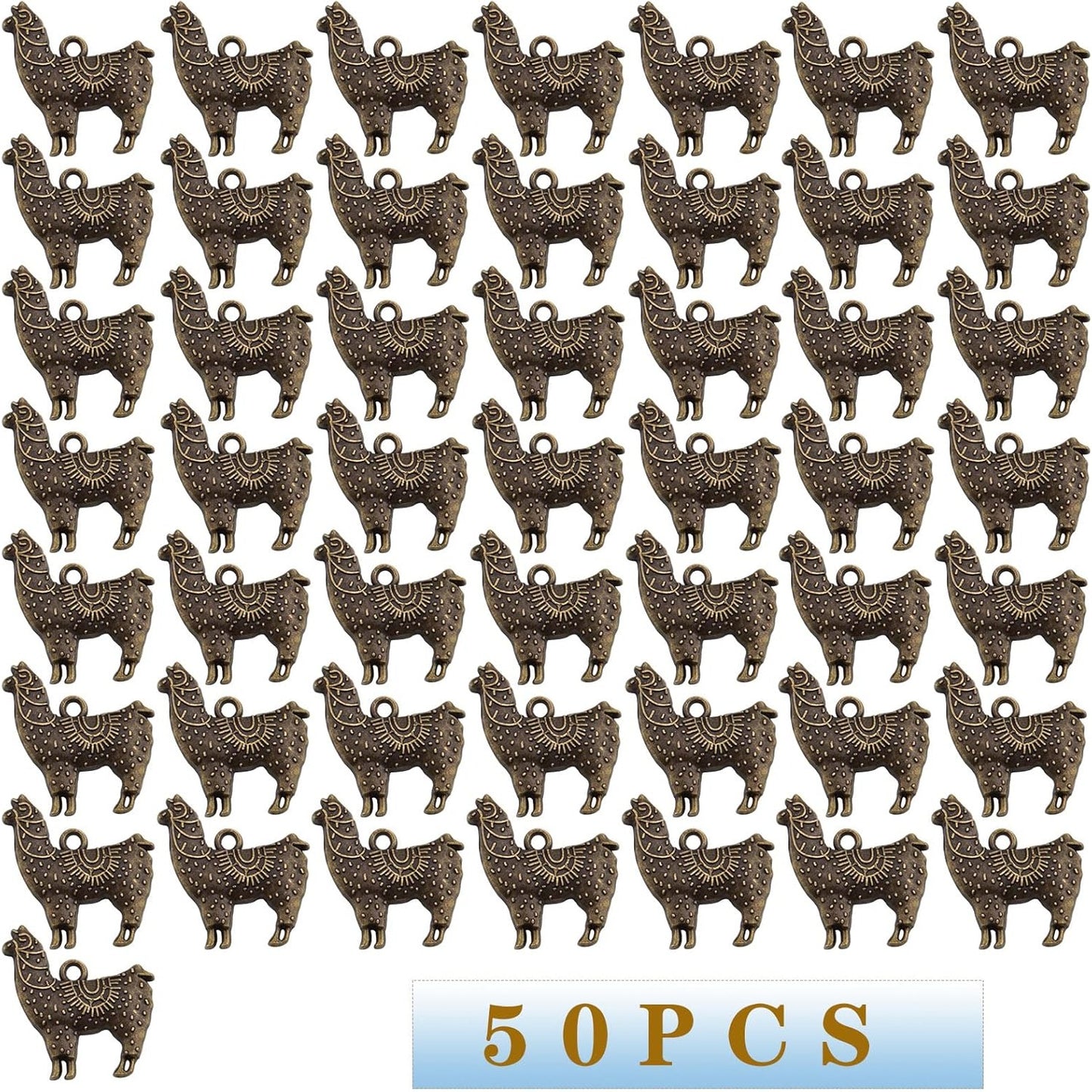 50pcs Antique Silver Alpaca Charms Llama Pendants Tibetan Alloy Animal Llama Charms Vintage Dangle Pendants Jewelry Making Accessory for DIY Crafts Bracelets Necklaces