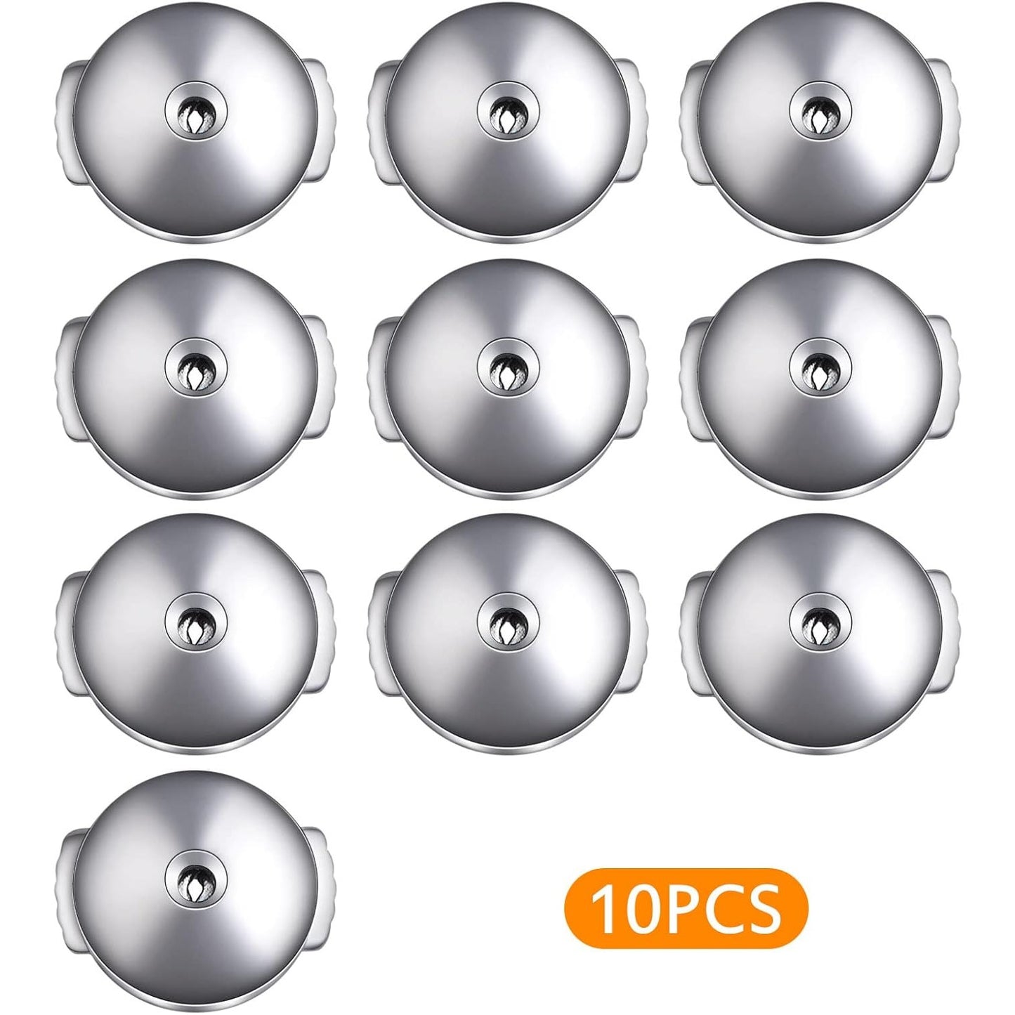 10pcs Stainless Steel Spring Locking Earring Backs Hypoallergenic Round Saucer Shape Secure Earring Backs Stoppers Replacements for DIY Stud Earrings Notched Posts