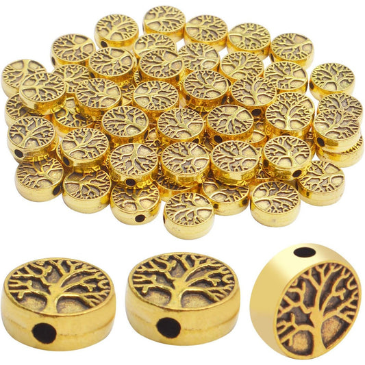 60pcs Antique Tree of Life Beads Mixed Loose Spacer Beads Metal Jewelry Findings for Making Necklace Bracelet Craft