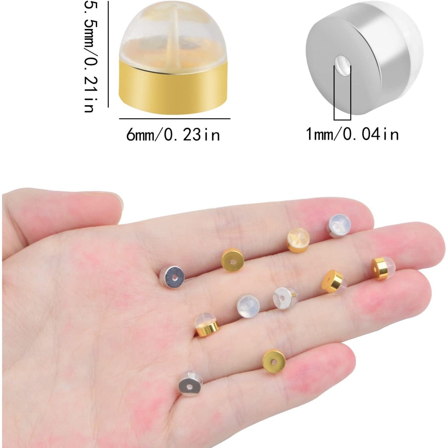 20pcs Soft Silicone Locking Earring Backs Hypoallergenic Brass Secure Earring Backs Stoppers Replacements for Droopy Ears Studs Earring Fish Hooks, 2 Colors