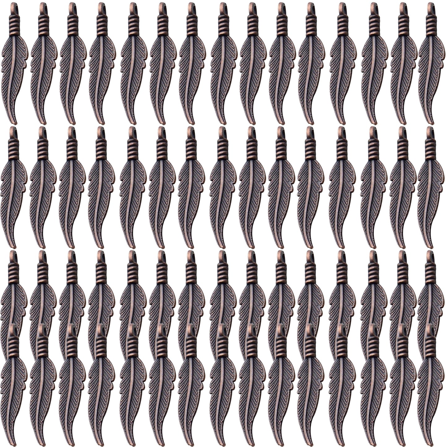 60pcs Craft Supplies Feather Charms Pendants Tibetan Alloy Leaf Charms for DIY Earring Necklace Jewelry Making Accessory,6 Colors