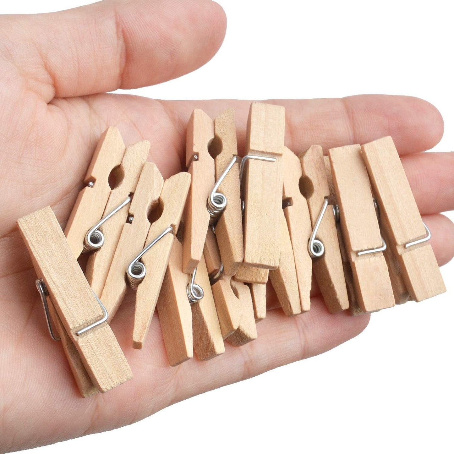 BronaGrand 100pcs Mini Wooden Utility Paper Clip,Clothespins Clip,Photo Clips