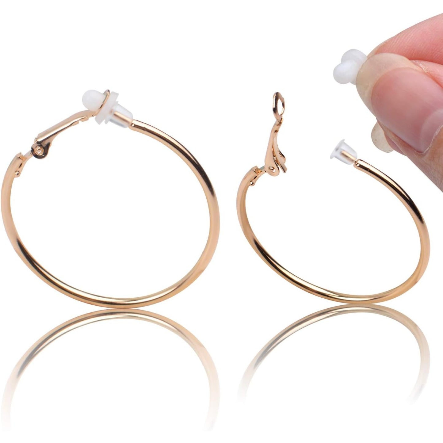 5 Pairs Gold Clip on Earrings Hoop Non Piercing Women Clip Earrings for Women, 5 Sizes