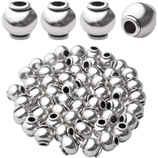 50pcs 8mm Antique Silver Lantern Shape Alloy Tibetan Beads Round Spacer Beads for Jewelry Making