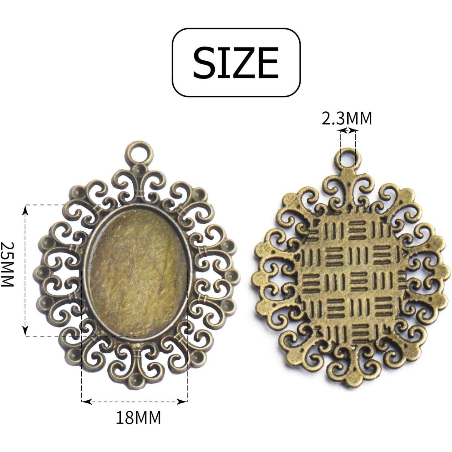 Bezel Trays,100g Oval Pendant Trays Bezels Cabochon Setting Tray Pendant Blanks for DIY Necklace Earring Jewelry Making