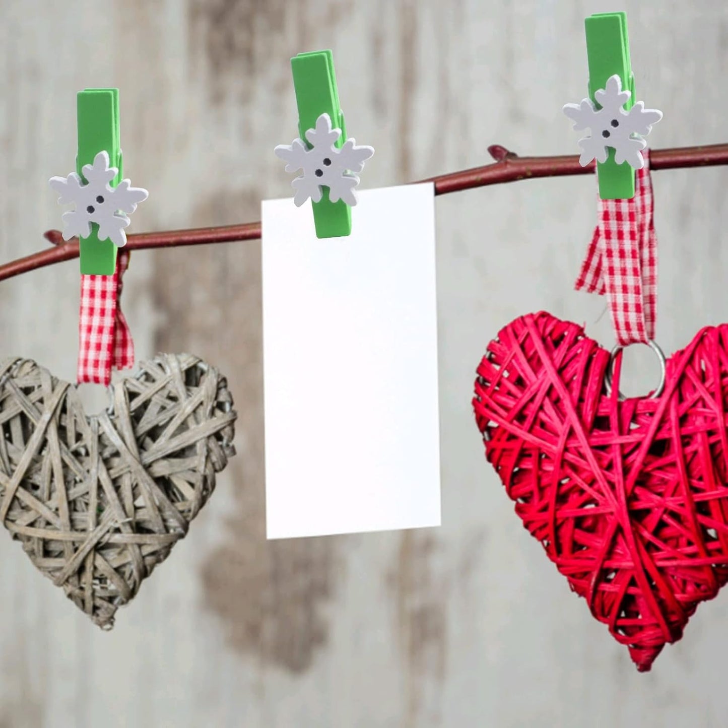 50 Pieces Snowflake Wood Clips Christmas Snowflake Wooden Clothespins Photo Frame Paper Peg Pins DIY Craft Clips for Home School Art Crafts Decoration, Green