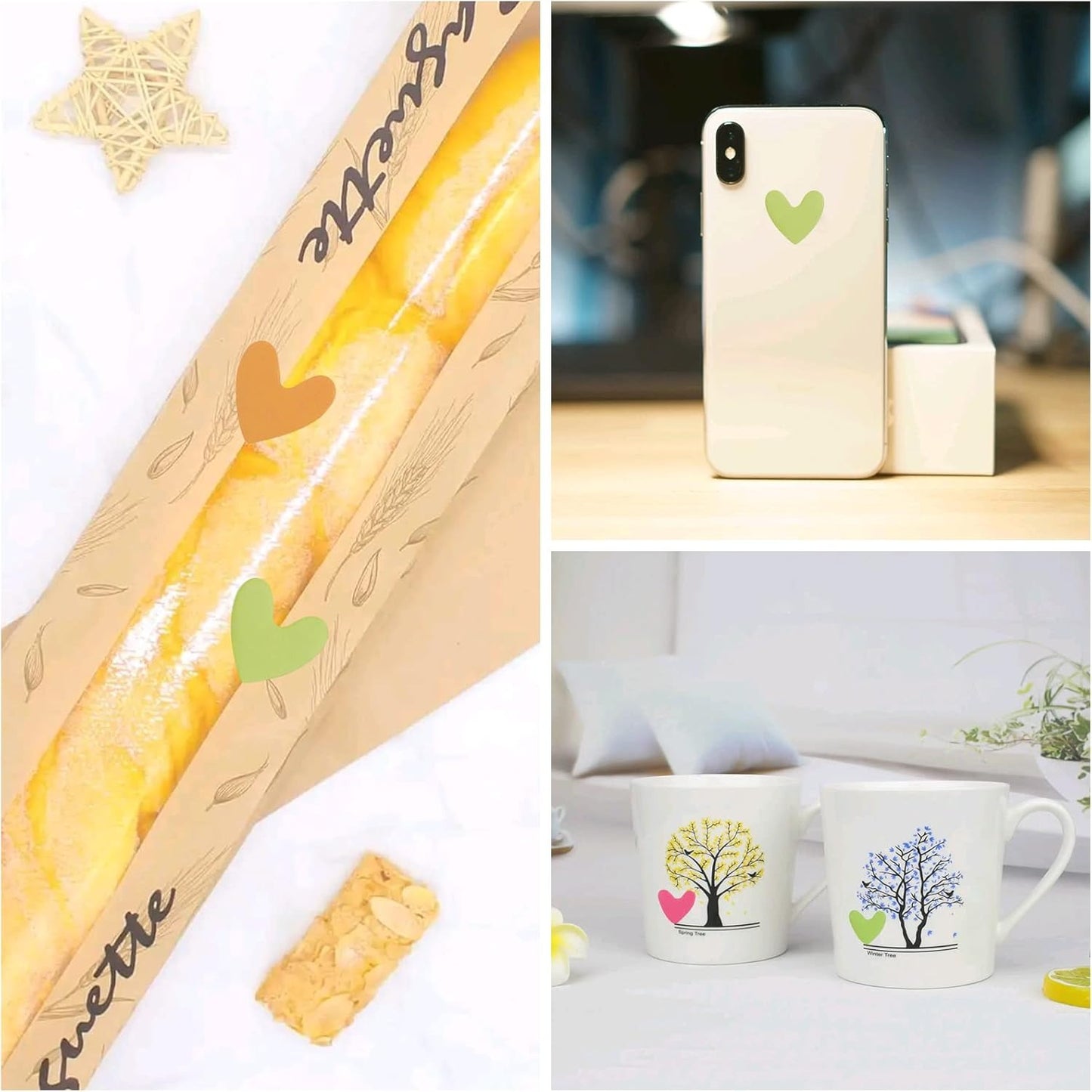 36 Sheets/3024 Pcs Mixed Colors Heart-Shaped Stickers Self Adhesive Heart Permanent Love Labels Kissing Hand Stickers for Scrapbooking Party Invitation Seals Gift Boxes Packaging