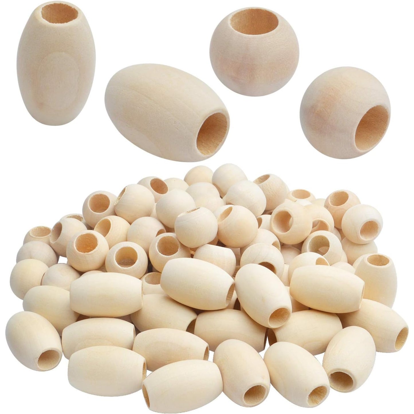 Natural Wooden Spacer Beads - 100pcs Large Hole Unfinished Tube Beads for DIY Handmade Decorations, Bracelets, Pendants & Crafts