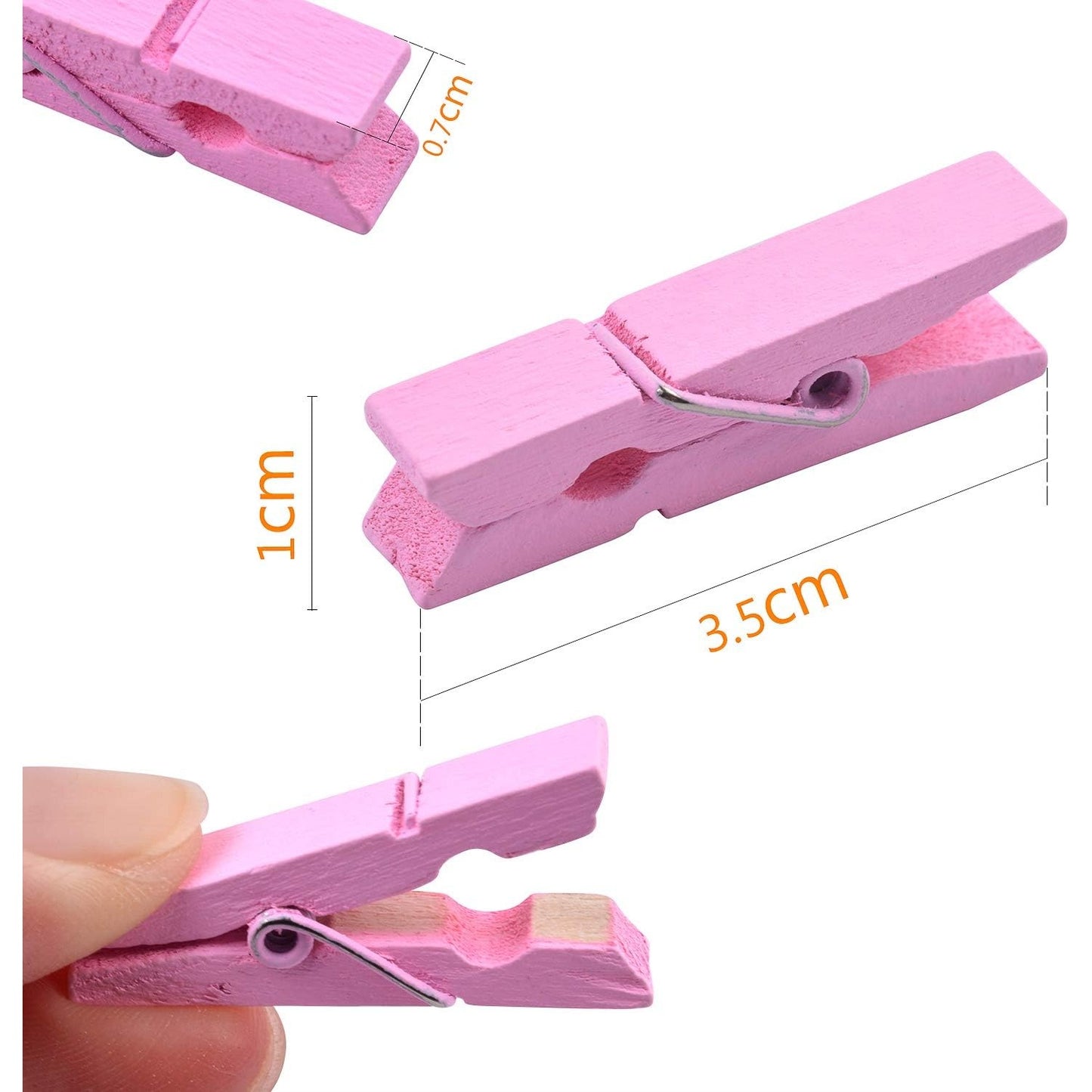 100pcs Mini Pink Wooden Utility Paper Clip, Clothespins Clip, Clothes Line Clips,Photo Clips