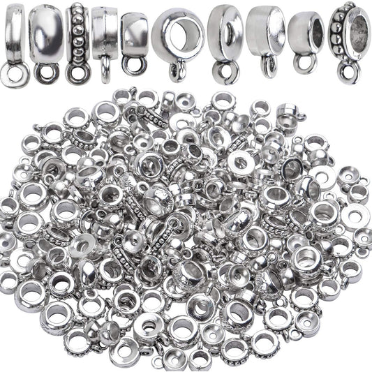 100g (About 100-150pcs) Tibetan Silver Bail Beads Jewelry Connector Bails Beads for Necklace Bracelet Jewelry Making,5 Styles