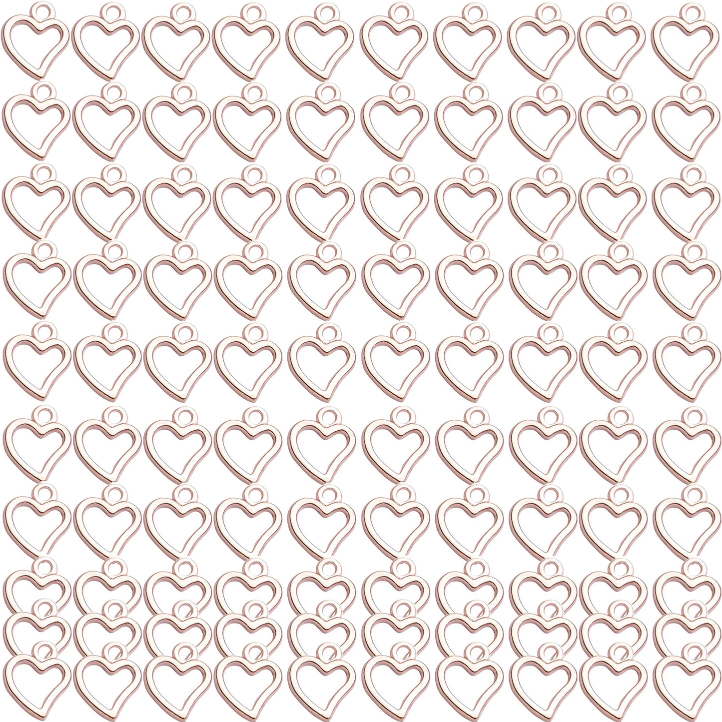 Heart Pendant Charms, 100 Pcs Tibetan Hollow Heart Shape Charms Alloy Love Pendants for Jewelry Making Crafting, Golden, Rose Golden, Antique Silver, Bright Silver and Antique Bronze
