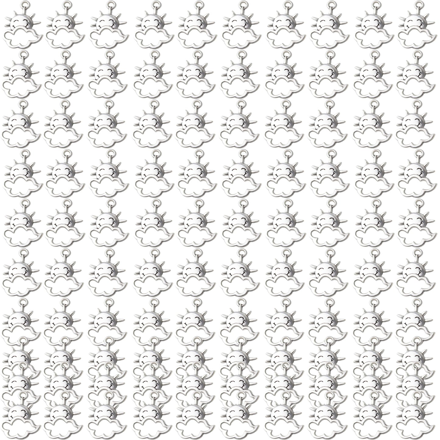 100pcs Celestial Sun Cloud Charms Alloy Jewelry Charm Pendants for DIY Necklace Bracelet Jewelry Crafts Making,Antique Silver and Antique Bronze